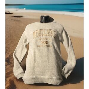 Myrtle Beach Embroidered Crewneck Sweatshirt - Cream